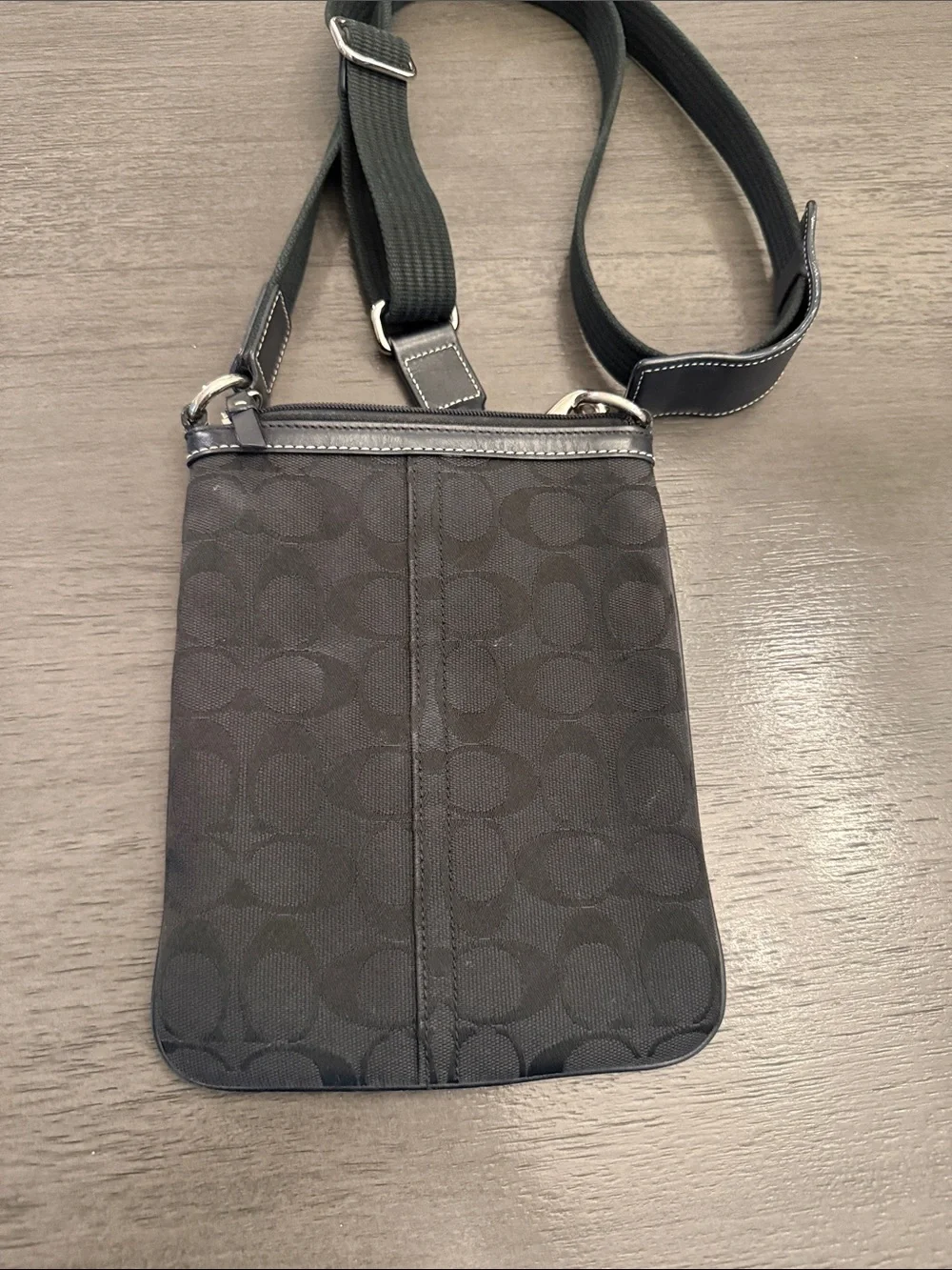 Coach Black Signature Jacquard Small Messenger Crossbody Bag